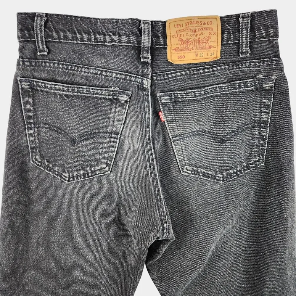 Vintage 80s Levis 550 Jeans Mens Fits 31x32 Black Faded Relaxed Tapered Made USA